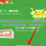 微信世界杯体彩怎么买-关于微信世界杯体彩怎么买的购买指南，全攻略揭秘
