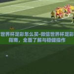 微信世界杯足彩怎么买-微信世界杯足彩购买指南，全面了解与稳健操作