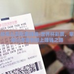 世界杯怎么买彩票赚钱-世界杯彩票，掌握策略让你更快踏上赚钱之路