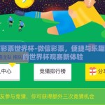 微信彩票世界杯-微信彩票，便捷与乐趣并存的世界杯观赛新体验