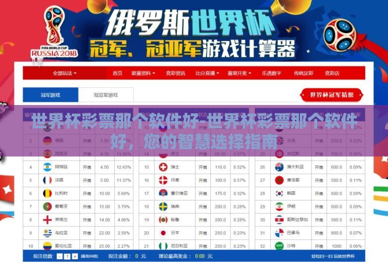 世界杯彩票那个软件好-世界杯彩票那个软件好,您的智慧选择指南 世界杯彩票那个软件好-世界杯彩票那个软件好,您的智慧选择指南