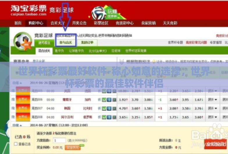 世界杯彩票最好软件-称心如意的选择，世界杯彩票的最佳软件伴侣