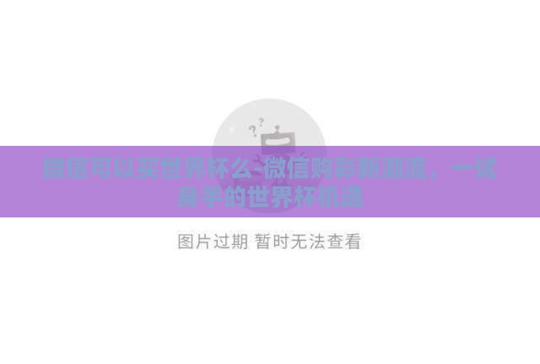 微信可以买世界杯么-微信购彩新潮流，一试身手的世界杯机遇