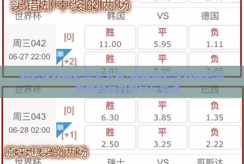 体彩世界杯彩票怎么看-揭秘体彩世界杯彩票,看懂背后的数字与机遇 体彩世界杯彩票怎么看-揭秘体彩世界杯彩票,看懂背后的数字与机遇