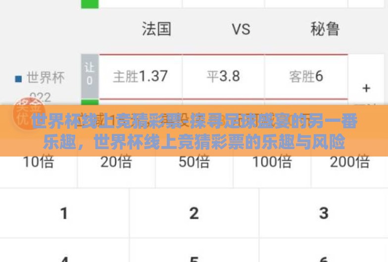 世界杯线上竞猜彩票-探寻足球盛宴的另一番乐趣，世界杯线上竞猜彩票的乐趣与风险