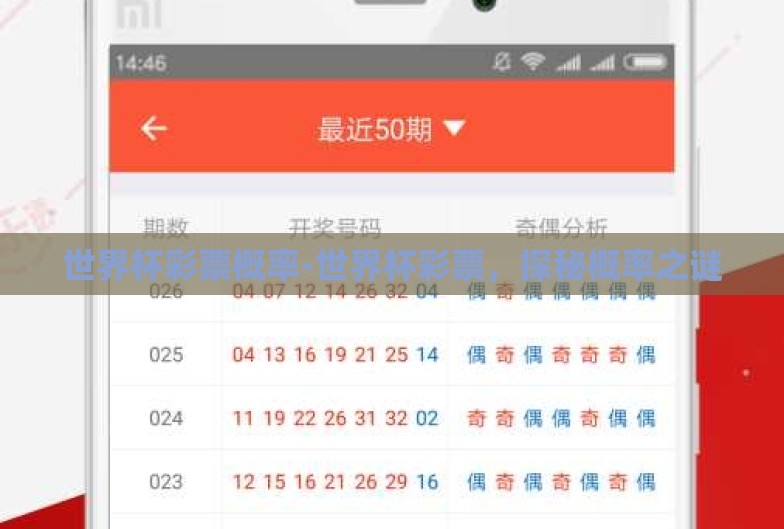 世界杯彩票概率-世界杯彩票，探秘概率之谜