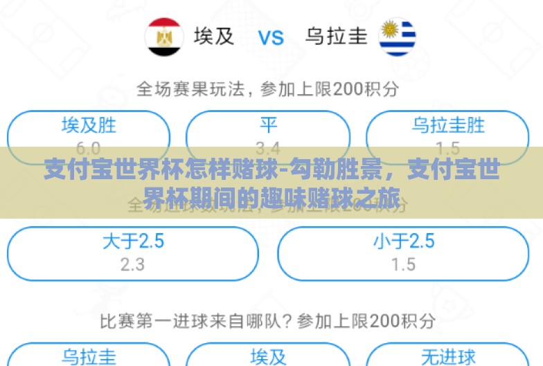 支付宝世界杯怎样赌球-勾勒胜景,支付宝世界杯期间的趣味赌球之旅 支付宝世界杯怎样赌球-勾勒胜景,支付宝世界杯期间的趣味赌球之旅