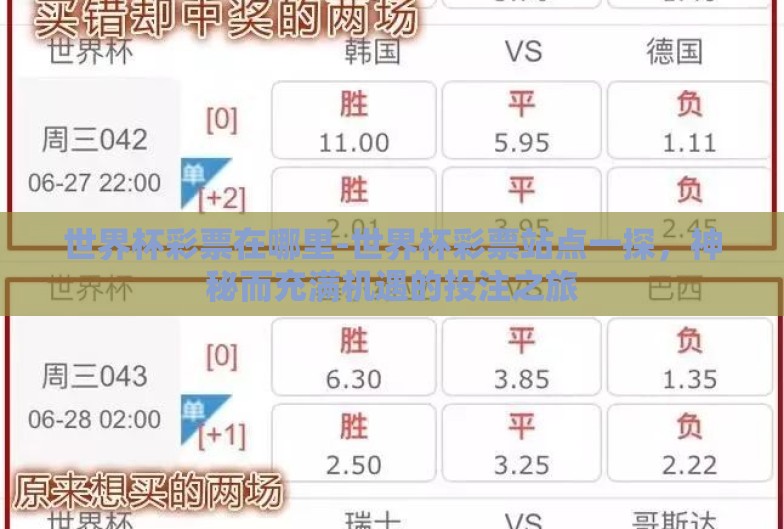 世界杯彩票在哪里-世界杯彩票站点一探,神秘而充满机遇的投注之旅 世界杯彩票在哪里-世界杯彩票站点一探,神秘而充满机遇的投注之旅