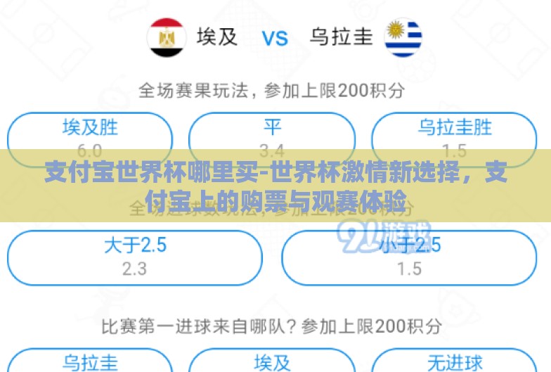 支付宝世界杯哪里买-世界杯激情新选择,支付宝上的购票与观赛体验 支付宝世界杯哪里买-世界杯激情新选择,支付宝上的购票与观赛体验