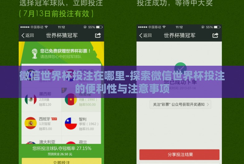 微信世界杯投注在哪里-探索微信世界杯投注的便利性与注意事项 微信世界杯投注在哪里-探索微信世界杯投注的便利性与注意事项
