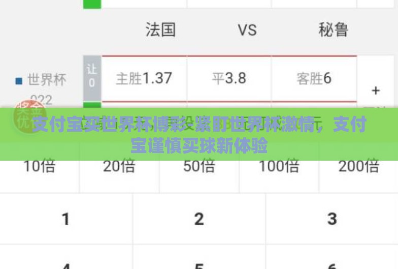 支付宝买世界杯博彩-紧盯世界杯激情，支付宝谨慎买球新体验