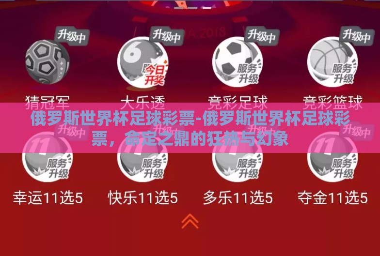 俄罗斯世界杯足球彩票-俄罗斯世界杯足球彩票，命定之鼎的狂热与幻象