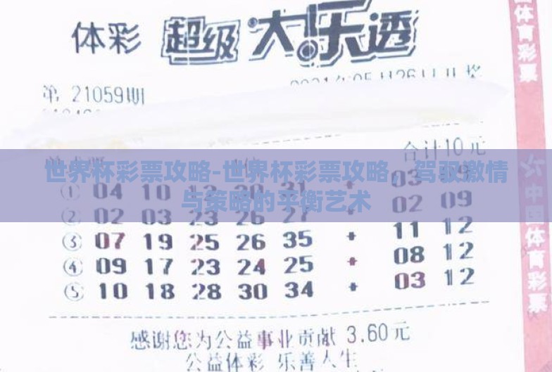 世界杯彩票攻略-世界杯彩票攻略，驾驭激情与策略的平衡艺术