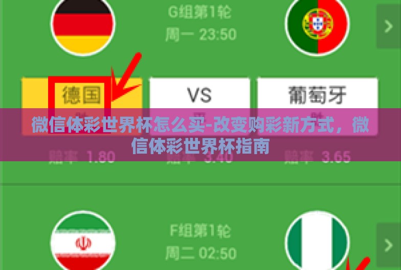 微信体彩世界杯怎么买-改变购彩新方式,微信体彩世界杯指南 微信体彩世界杯怎么买-改变购彩新方式,微信体彩世界杯指南